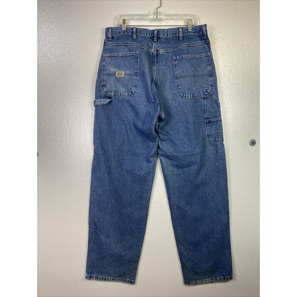 Wrangler Mens Carpenter Jeans 36X34 Light wash Denim Work Utility Farm Baggy Y2K